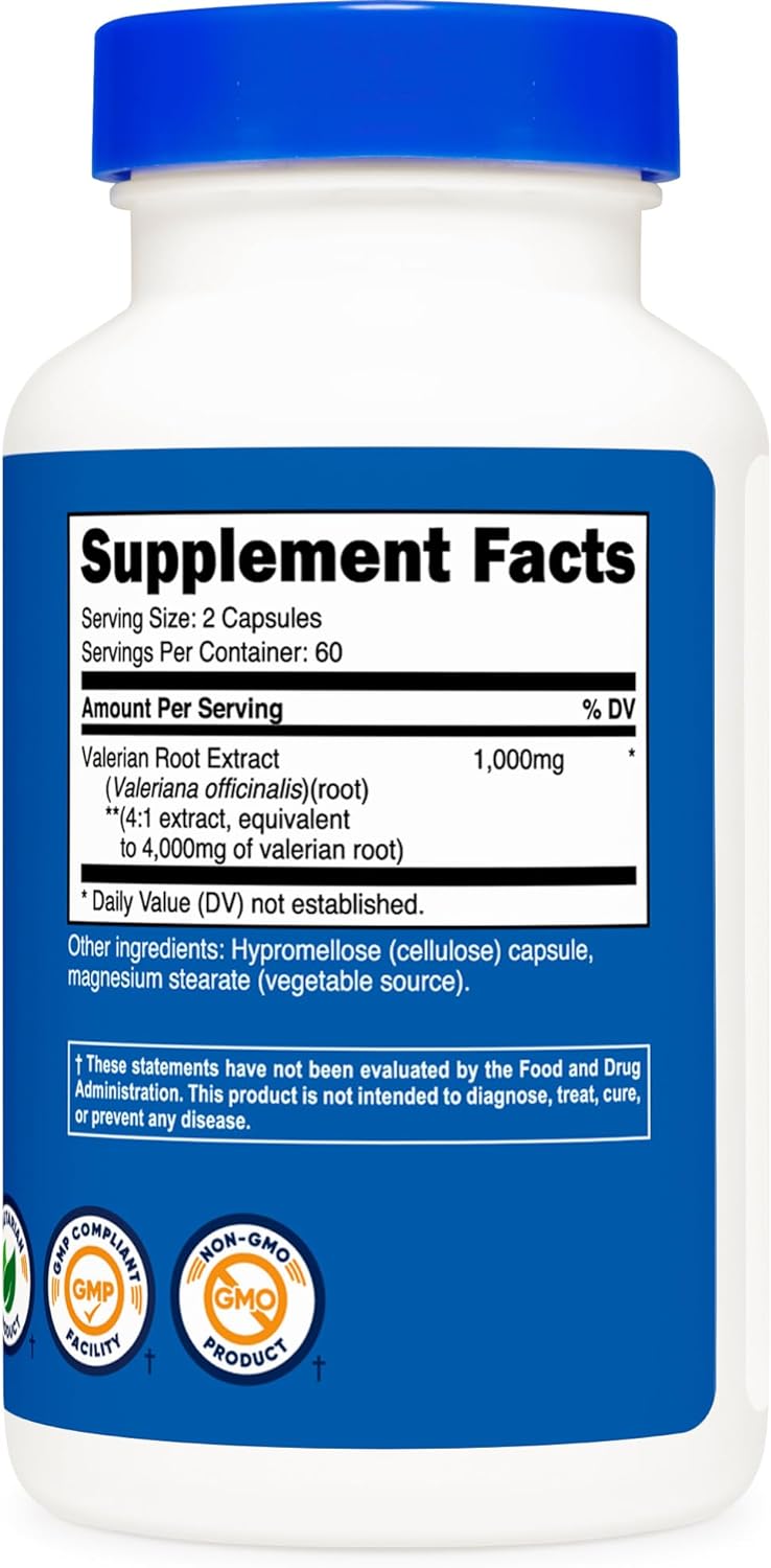 Nutricost Cápsulas de raíz de valeriana (1000 mg por porción), 120 cápsulas