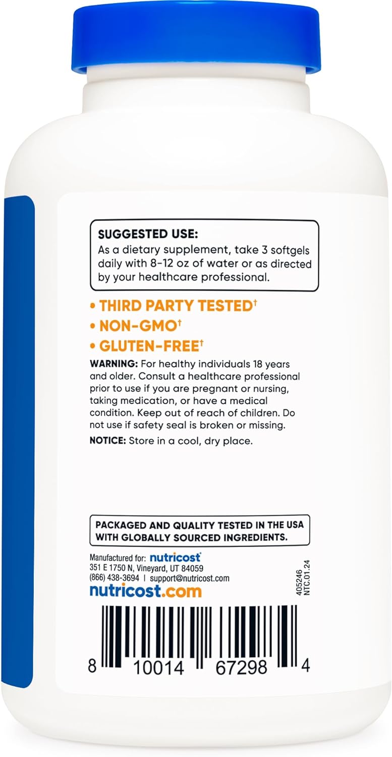 Nutricost Omega 3, 2,500mg 120 Softgel Cápsulas