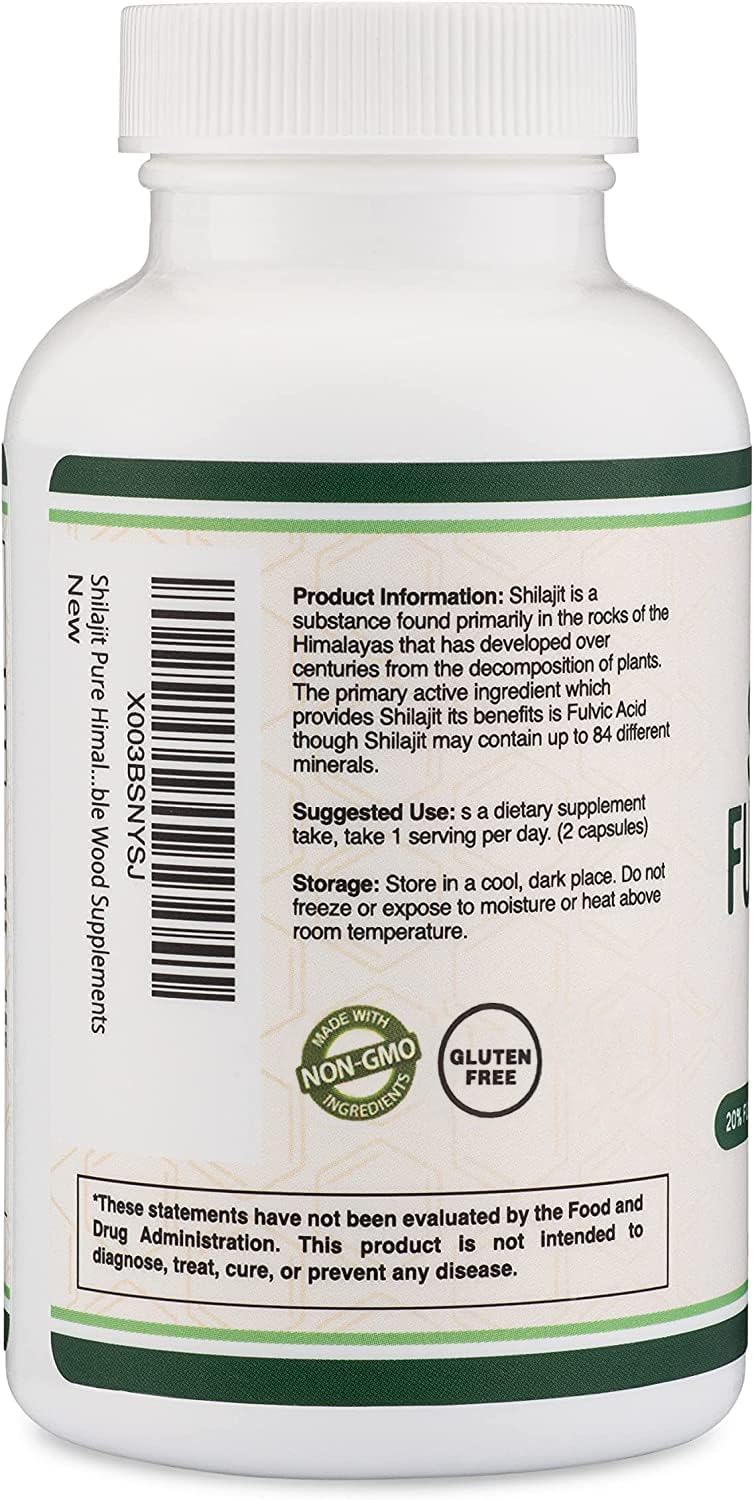 Double Wood Shilajit Cápsulas puras del Himalaya 1,000 mg, 120 cápsulas