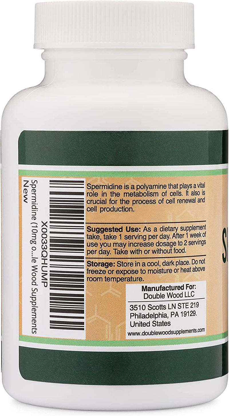 Double Wood Espermidina (10 mg de 99% de espermidina – Probado por terceros – 120 cápsulas