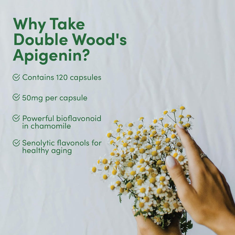 Double Wood Suplemento de Apigenina – 50 mg por cápsula, 120 unidades