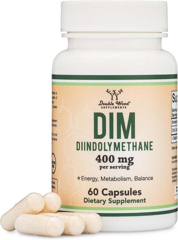 Double Wood Suplemento DIM 400 mg, 200 mg por cápsula, 60 cápsulas