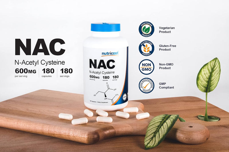 Nutricost N-Acetyl L-Cysteine (NAC) 600mg 180 Cápsulas
