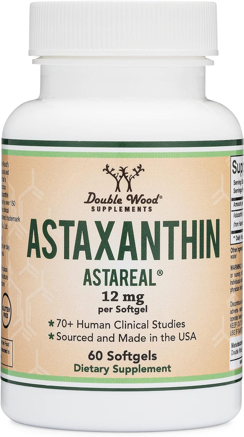 Double Wood Astaxantina de 12 mg de fuerza máxima 60 Softgels