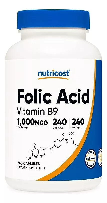 Nutricost Acido Folico Vitamin B9 1000mcg 240 Cápsulas