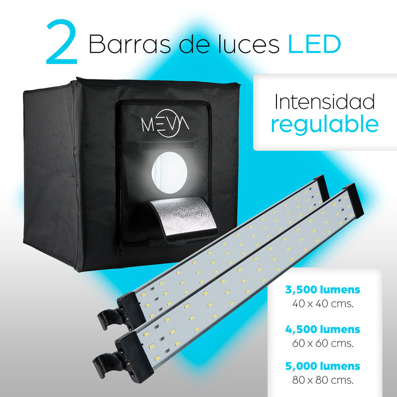 Caja De Luz Fotografía Profesional, LED potencia regulable. - MEVA.MX