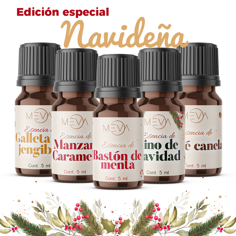 Esencias Navidad, Para Difusor MEVA, Kit de 5 frascos de 5 ml - MEVA.MX