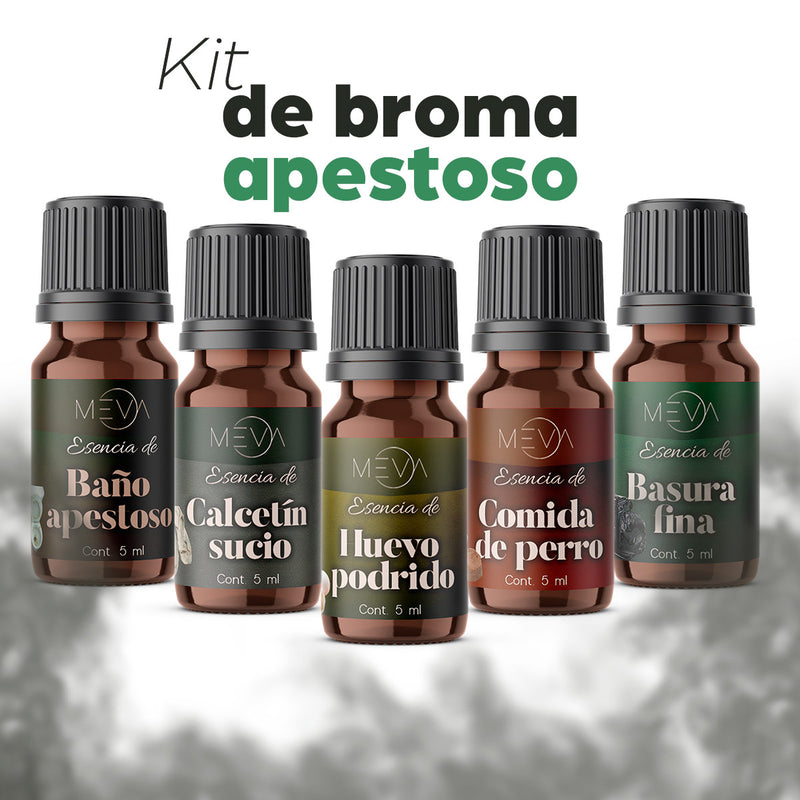 Esencias Broma Apestosa, Para Difusor MEVA, Kit de 5 frascos de 5 ml - MEVA.MX